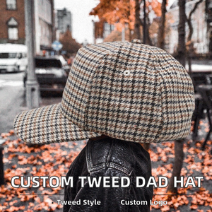 Casquette de baseball premium à motif pied-de-poule, visière incurvée, réglable, style décontracté, casquette de papa, accessoire de mode, logo personnalisé, vente en gros - Product Image 2