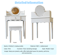 Table de Maquillage Moderne en MDF pour Filles, Taille Moyenne, avec Rangement, pour Salon et Chambre, Ensemble de Jeu d'Imitation - Prix Usine
