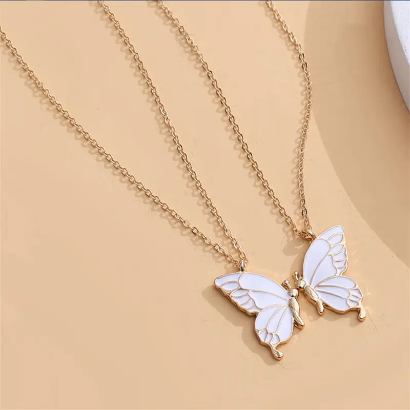 2022 Popular Silver Pendant Necklace Girl Jewelry Charm Butterfly Necklace Chain Best Friend Friendship Necklace for Women