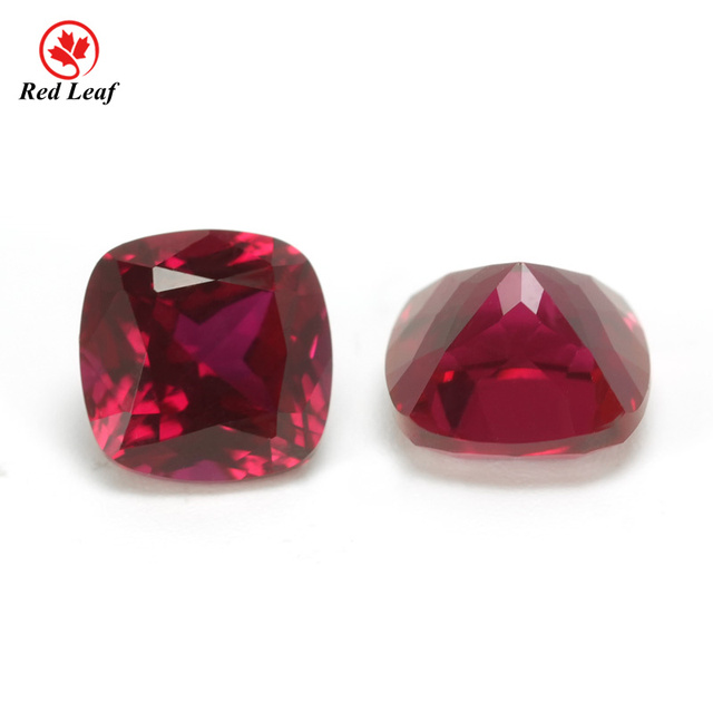 Redleaf Wholesale Lab Grown Ruby Gemstone Cushion Cut  4x4mm-10x10m Pigeon Blood Red Lab Created Ruby Loose Stone