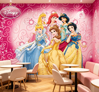 Papier peint mural 3D personnalisé de dessins animés de princesses, papier peint auto-adhésif pour chambre de filles, chambre d'enfants, décoration murale pour la maison, l'école