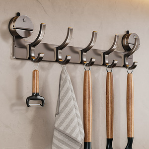 Gancho de succión Shu Zheng con 5 ganchos extraíbles para montaje en pared para baño y puerta de ducha - Product Image 3