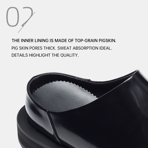 OEM Custom Closed-Toe Mules Men's Cowhide <b>Shoes</b> Glossy Breathable <b>Height</b> <b>Increasing</b> Business Casual Dress Slippers Oxfords - Product Image 5