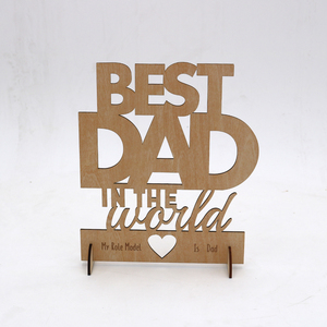 Regalo per la festa del papà 2023 miglior papà al mondo carte da esposizione regali di taglio laser personalizzati in legno per papà papà papà - Product Image 1