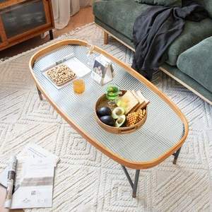 Meilleur prix, table basse en marbre de haute qualité, en bois massif, avec pieds en verre, populaire, meubles de salon - Product Image 6