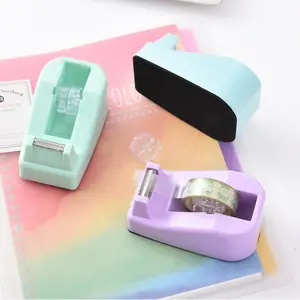Soporte de cinta Macaron de alta calidad para escritorio, cortador de Color caramelo, embalaje de escritorio, organizador, dispensador de cinta