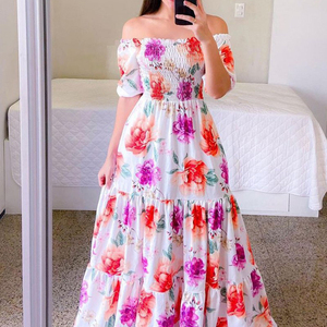 Boho Chic Off-Shoulder Beach <strong>Dress</strong> - Sexy Tube <strong>Tropical</strong> Floral Print Summer <strong>Dress</strong> for Ladies - Product Image 3