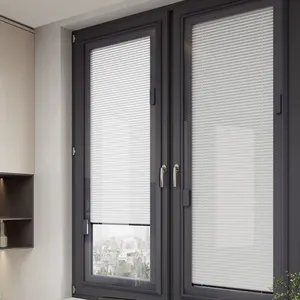 Persiane in alluminio di alta qualità persiane interne integrate per porte e finestre persiane a bottone magnetico doppio isolamento termico in vetro