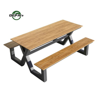 Ensemble de table et bancs de pique-nique commerciaux pour l'extérieur, table de jardin en composite bois pour patio