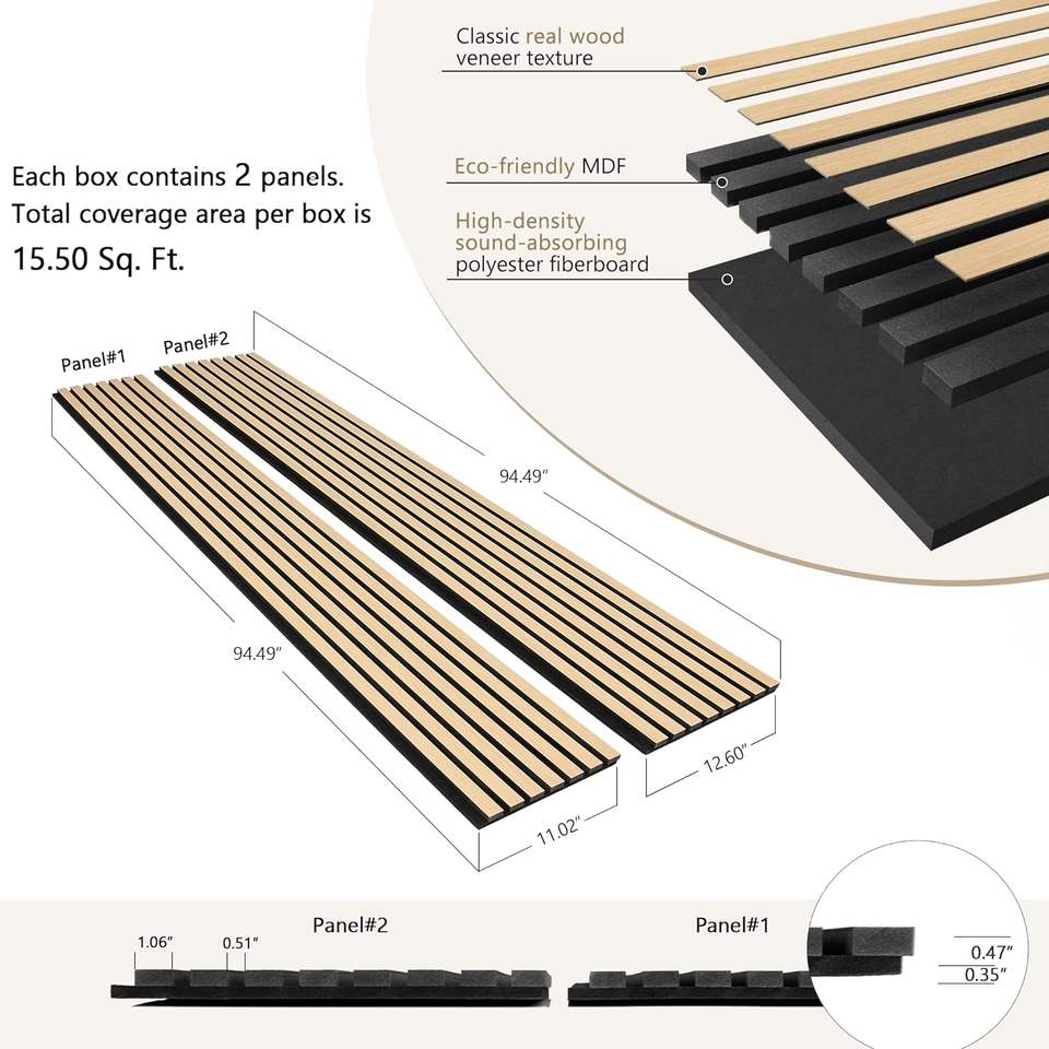 3D Sound Proof Decorative Panels Acoustic Wood Veneer Slat Wall Panels ...