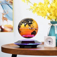 Globo Terráqueo Magnético Levitante de 14 cm, Base Dorada para Educación Geográfica, Globo Flotante, Decoración para el Hogar y la Oficina