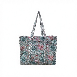 Bolso Tote Grande de Lona de Algodón Hecho a Mano para Mujer, Estilo Vintage, con Estampado Floral, Cierre de Cremallera, Ecológico, Ligero, para Compras - Product Image 1