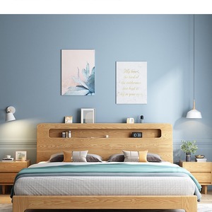 Modern Nordic Solid Wood Platform <b>Bed</b> Ash 1.5M 1.8M <b>Space</b> <b>Saving</b> Bedroom Furniture - Product Image 2