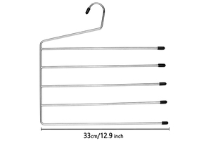 Porte-vêtements métallique multifonctionnel <span class=keywords><strong>à</strong></span> 5 niveaux avec support antidérapant pour pantalons et multiples fonctions de rangement suspendu - Product Image 4