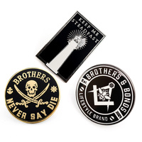 Vente en gros de badges décoratifs personnalisés avec logo pour vêtements maçonniques, en métal émaillé doux, plaqué or, épingle de revers maçonnique