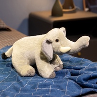 Peluche d'éléphant simulée, jouet en peluche animal, mascotte de zoo, souvenir, produit personnalisé, peluche d'éléphant gris à grandes oreilles pour bébé