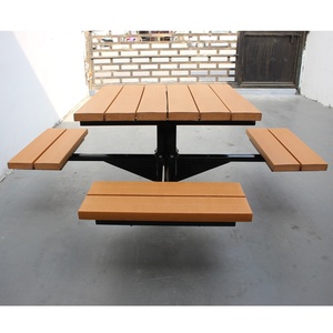 Outdoor Furniture Wood <b>Picnic</b> <b>Table</b> and Chairs Set Street 1 <b>Table</b> and 3 or 4 <b>Benches</b> Set GA-BEN-117t Recycled P - Product Image 5