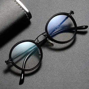 2024 नया थोक अनुकूलन योग्य लोगो गोल पुरुषों का चश्मा महिलाओं का चश्मा फ्रेम फैशन ऑप्टिकल चश्मा