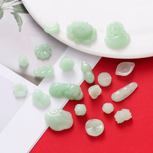 Breloques en imitation jade de style chinois, forme animale, Pixiu, Bouddha Maitreya, accessoires de bijoux DIY, cadeau unisexe, pendentif breloque - Product Image 1