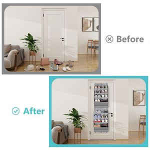 Closet Organization and Storage Accessories 4-Tier Hanging Door Storage Bag with 14 Large Pockets and Bottom <b>Hook</b> - Product Image 3