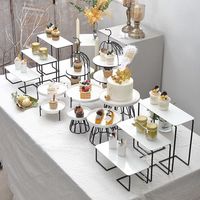 Ensemble de 14 pièces, décoration de mariage de luxe, buffet, présentoir de desserts, stand de restauration, stand à gâteaux en métal pour le goûter
