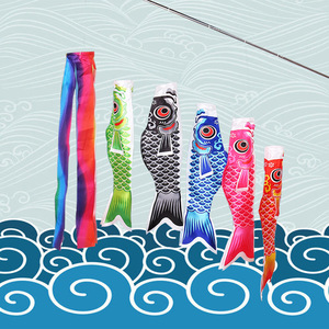 Wholesale 2025 Satin Japanese Carp Koi Fish Windsock Fiberglass Flagpole Flying <strong>Kite</strong> Hanging Decor for Japanese Sushi Bar - Product Image 4
