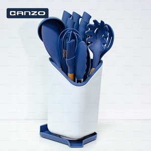 Multifunction Kitchen Cooking Utensils Set Holder Plastic Rotatable Kitchen Knife Scissor and Cooking Utensils Holder