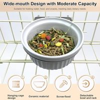 Bol d'alimentation pour animaux de compagnie en céramique amovible à suspendre, plat pour nourriture et eau à fixer sur la cage pour lapin, cochon d'Inde, chinchilla