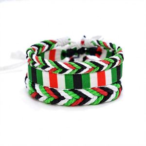 Pulseras de la Amistad Personalizables Estilo Árabe Hechas a Mano, Pulseras de Cuerda Trenzada Palestina Color Sandía para Revendedores - Product Image 1