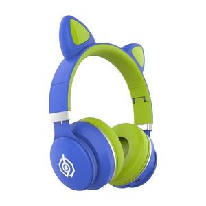 Casco con orejas de gato auriculares BT lámpara de respiración auriculares casco estéreo elegante conjunto de cabeza de metal auriculares diadema azul tooh auriculares - Product Image 2