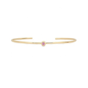Best Selling 925 Sterling Silver Zircon pink Sapphire Solitaire Open Cuff <strong>Hawaiian</strong> <strong>Bangle</strong> <strong>Bracelet</strong>