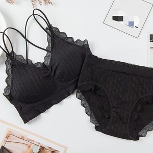 Conjunto de Lencería de Dos Piezas con Sujetador con Relleno, Sin Aros, de Encaje Transpirable, para Mujer - Product Image 5