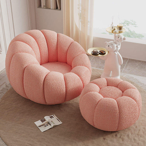 Sillón Individual en Forma de Arco con Diseño de Pétalos de Calabaza, Estilo Crema, Giratorio, Ajustable, de <span class=keywords><strong>Madera</strong></span> Maciza, Moderno, para Sala de Estar - Product Image 2