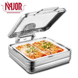 Plato de frotamiento de lujo de 9L con marco redondo de acero inoxidable para comida GN <span class=keywords><strong>la</strong></span> <span class=keywords><strong>restaurante</strong></span> de cafetería para Buffet - Product Image 3