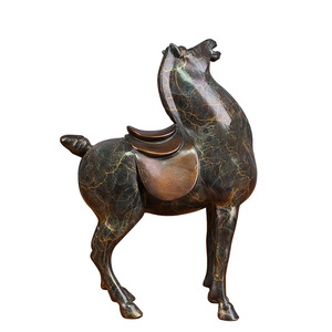 Adorno de cobre de caballo de la dinastía Tang, decoración tradicional de animales para sala de estar, oficina, escritorio - Product Image 5