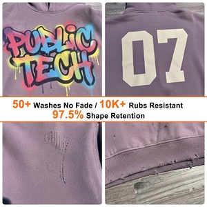 Sudadera con Capucha para Hombre, Estilo Retro, con Estampado de Grafiti, Lavado Monkey, Oversize, Personalizada con Serigrafía OEM/ODM - Product Image 2