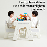 Table et chaises de jeu pour deux enfants VSUCH, jeu éducatif, dessin à la maison, construction de blocs, apprentissage, devoirs, table d'activités en plastique pour enfants