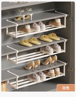 Étagère à chaussures rétractable et mobile avec crochets, gain de place, pour entrée et rangement