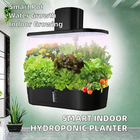 Kit de culture hydroponique contemporain à LED pour herbes et légumes, 6 trous, en plastique, auto-arrosant, écologique, pour jardin