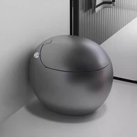Sanitaires de salle de bain de luxe gris argenté noir, WC intelligent monobloc, cuvette de toilette ronde, siphon en S, toilette intelligente automatique