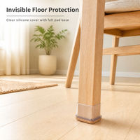Capuchons de pieds de meubles en silicone transparent avec coussinets en feutre antidérapants pour protéger les sols, pour pieds carrés de chaises et de tables
