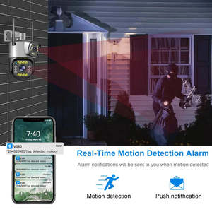 Hot V380 4G SIM Caméra Trois Lentille Suivi Double Source de Lumière PTZ 4G Système de Sécurité Solaire - Product Image 5