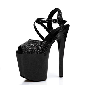 Zapatos Negros para Pole Dance con Suela Texturizada, Punta Abierta, Tacón Alto de 20 cm (8 Pulgadas), Plataforma, Sandalias para Modelo, <span class=keywords><strong>Pasarela</strong></span>, Actuación en Escenario - Product Image 6