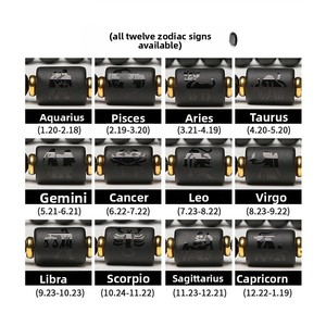 Braccialetto con 12 Perle di Onice Nero Opaco Naturale, Braccialetti con Segno Zodiacale e Pietra Portafortuna, Gioielli Regalo per Uomo e Donna, Vendita all'Ingrosso - Product Image 3