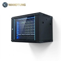 Kabinet Jaringan Dinding 600*600*450mm 6u 12u dengan Pintu Depan Kaca Tempered untuk Aplikasi Pusat Data