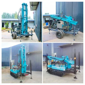 300 M Water Well Rig Portable Wheeled Pneumatic Borehole Deep Water Well Drilling Rig Machine Drilling Rig