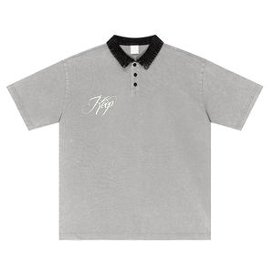 Polo de Algodón Lavado con Bloques de Color Vintage, Nuevo, con Botones, Polo Holgado para Hombre - Product Image 4