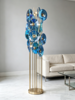Lampe de sol d'angle moderne en verre de forme ovale, design artisanal, pour hôtel, décoration de la maison