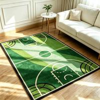 Tapis tufté sur le thème du basketball pour garçons, design terrain de sport, tapis en peluche doux pour chambre d'adolescent, salle de jeux, décoration intérieure