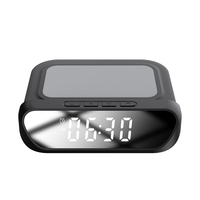 Chargeur sans fil 2-en-1 à charge rapide 15W avec horloge numérique et alarme, station de charge de bureau pour téléphones
